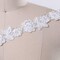 18 Inches White Lace Trim with Beaded 3D Flower and Leaf Embellishments